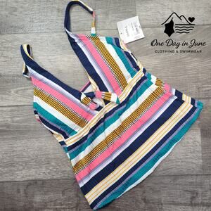 Liz Claiborne Striped Tankini Top Size S